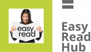 Easy Read Hub logo, a green square with an easy read image in the middle of the square with text Easy Read Hub